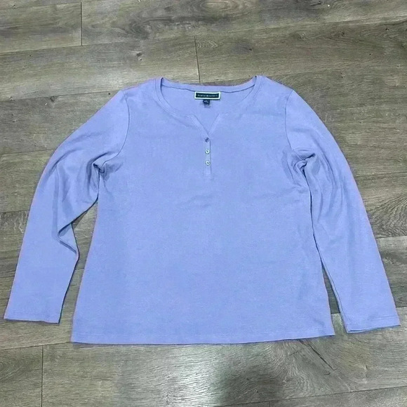 Karen Scott Tops - Karen Scott Lavender Long Sleeve Henley Top - Size XL